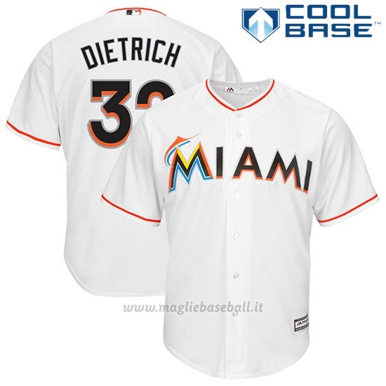Maglia Baseball Uomo Miami Marlins Derek Dietrich Bianco Cool Base